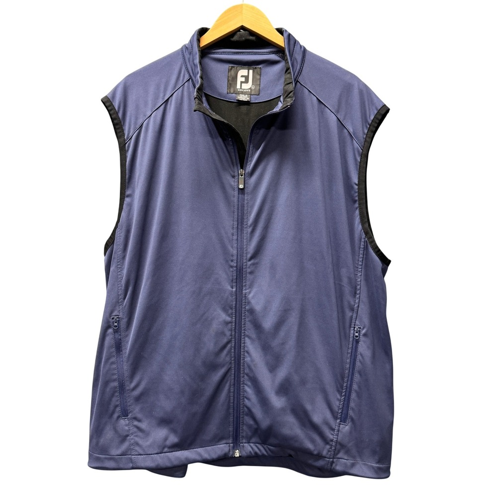 FootJoy‎ Vest Mens XL DryJoys Blue Full Zip Golf Jacket Zippered Pockets